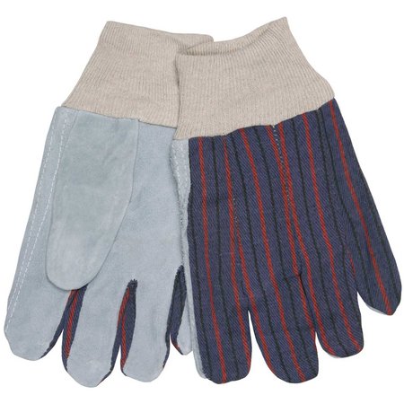 Mcr Safety Clute Pattern Leather Palm Gloves with Knit Wrist, Red/Gray, Large, 12PK 1040******